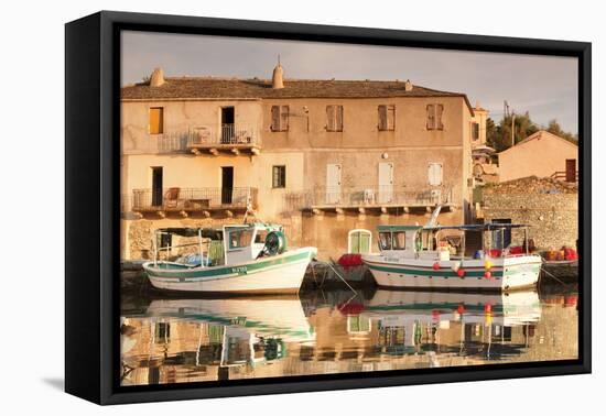 Fishing Boat, Centuri Port, Corsica, France, Mediterranean, Europe-Markus Lange-Framed Stretched Canvas