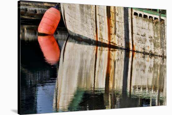 Fishing boat colors reflected in Charleston Marina, Oregon-Darrell Gulin-Stretched Canvas