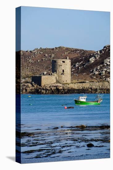 Fishing Boat, Cromwell's Castle on Tresco, Isles of Scilly, England, United Kingdom, Europe-Robert Harding-Stretched Canvas