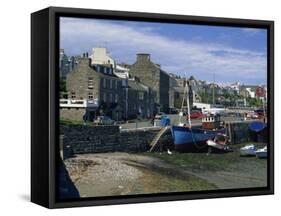 Fishing Boat Dried Out in the Old Harbour, Port St. Mary, Isle of Man, United Kingdom, Europe-Maxwell Duncan-Framed Stretched Canvas