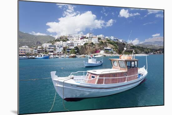 Fishing Boat, Harbour, Agia Galini, South Coast, Crete, Greek Islands, Greece, Europe-Markus Lange-Mounted Photographic Print