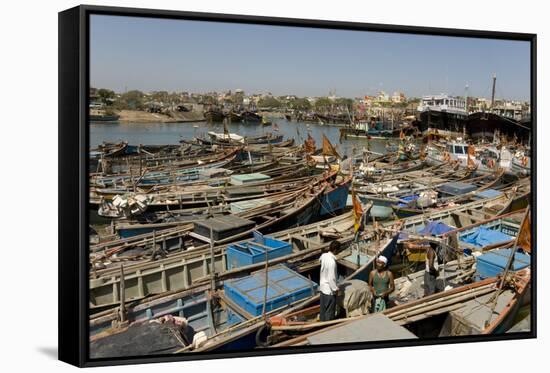 Fishing Boat Harbour, Porbander, Gujarat, India, Asia-Tony Waltham-Framed Stretched Canvas