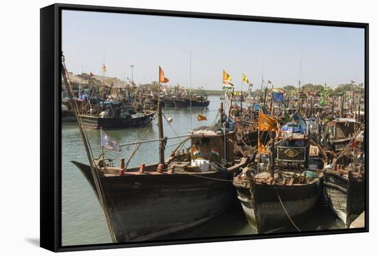 Fishing Boat Harbour, Porbander, Gujarat, India, Asia-Tony Waltham-Framed Stretched Canvas