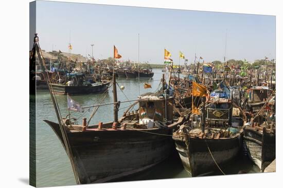 Fishing Boat Harbour, Porbander, Gujarat, India, Asia-Tony Waltham-Stretched Canvas