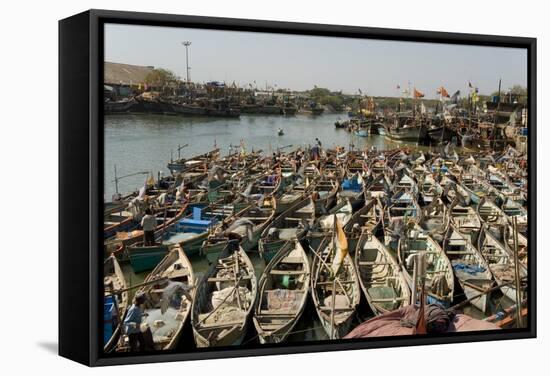 Fishing Boat Harbour, Porbander, Gujarat, India, Asia-Tony Waltham-Framed Stretched Canvas