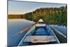 Fishing Boat in a Calm Lake Water/Old Wooden Fishing Boat/ Wooden Fishing Boat in a Still Lake Wate-null-Mounted Photographic Print