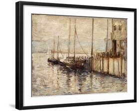 Fishing Boat in a Harbor-John Henry Twachtman-Framed Giclee Print