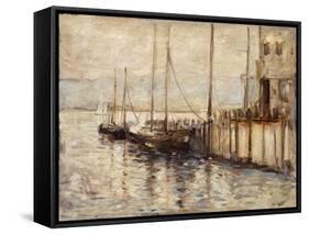 Fishing Boat in a Harbor-John Henry Twachtman-Framed Stretched Canvas
