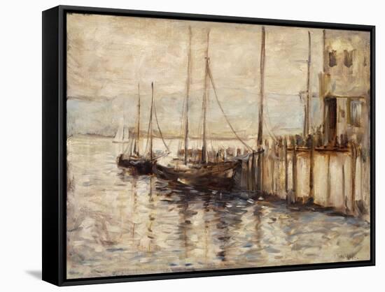 Fishing Boat in a Harbor-John Henry Twachtman-Framed Stretched Canvas