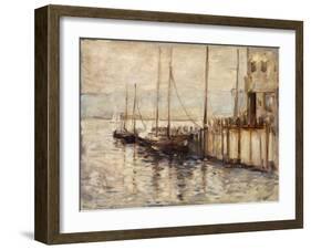 Fishing Boat in a Harbor-John Henry Twachtman-Framed Giclee Print