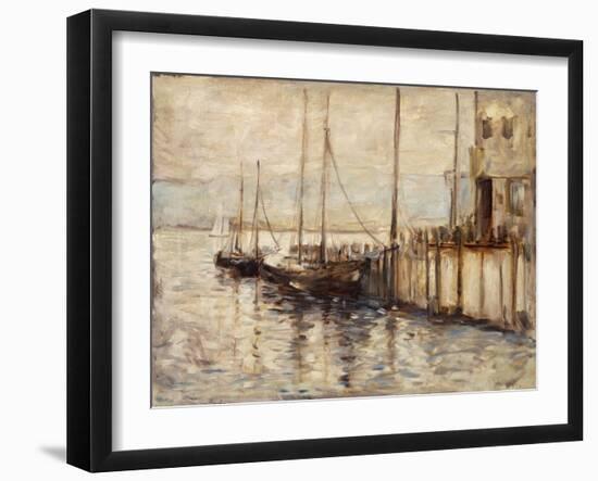 Fishing Boat in a Harbor-John Henry Twachtman-Framed Giclee Print