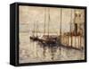 Fishing Boat in a Harbor-John Henry Twachtman-Framed Stretched Canvas