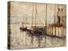 Fishing Boat in a Harbor-John Henry Twachtman-Stretched Canvas