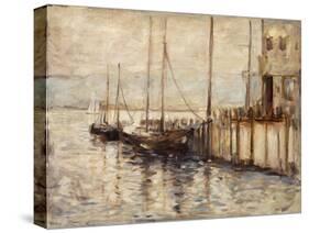 Fishing Boat in a Harbor-John Henry Twachtman-Stretched Canvas