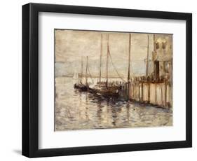Fishing Boat in a Harbor-John Henry Twachtman-Framed Premium Giclee Print