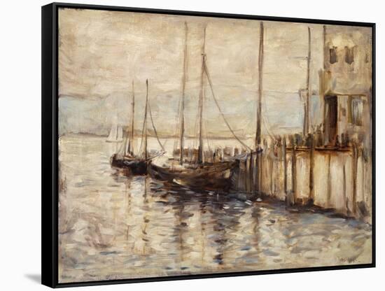 Fishing Boat in a Harbor-John Henry Twachtman-Framed Stretched Canvas