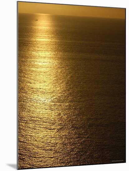 Fishing Boat in Distance on Sea at Sunset, Manabi Province, Ecuador-Pete Oxford-Mounted Photographic Print