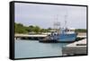 Fishing Boat in Harbour in Barbuda-Robert-Framed Stretched Canvas