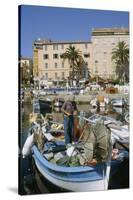 Fishing Boat in Old Harbor at Ajaccio on Corsica-Christophe Boisvieux-Stretched Canvas