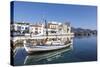 Fishing Boat in the Harbour, Agios Nikolaos, Lasithi, Crete, Greek Islands, Greece, Europe-Markus Lange-Stretched Canvas