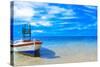 Fishing Boat in the Ionian Sea in Greece-Netfalls-Stretched Canvas