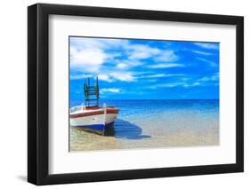 Fishing Boat in the Ionian Sea in Greece-Netfalls-Framed Photographic Print