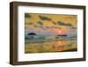 Fishing boat moored off beach south of the city at sunset, Otres Beach, Sihanoukville, Cambodia-Robert Francis-Framed Photographic Print