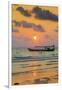 Fishing boat moored off beach south of the city at sunset, Otres Beach, Sihanoukville, Cambodia-Robert Francis-Framed Photographic Print