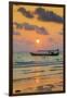 Fishing boat moored off beach south of the city at sunset, Otres Beach, Sihanoukville, Cambodia-Robert Francis-Framed Photographic Print