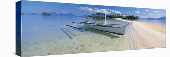 Fishing Boat Moored on the Beach, Palawan, Philippines-null-Stretched Canvas