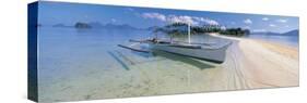 Fishing Boat Moored on the Beach, Palawan, Philippines-null-Stretched Canvas