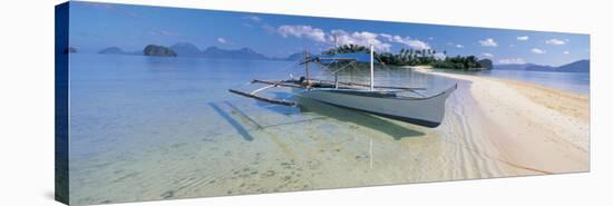 Fishing Boat Moored on the Beach, Palawan, Philippines-null-Stretched Canvas