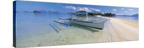 Fishing Boat Moored on the Beach, Palawan, Philippines-null-Stretched Canvas