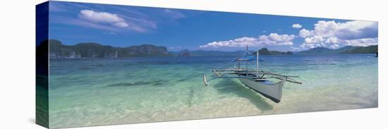 Fishing Boat Moored on the Beach, Palawan, Philippines-null-Stretched Canvas