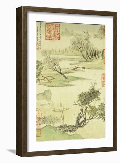 Fishing Boat on a Willow Bank-Wang Hui-Framed Giclee Print