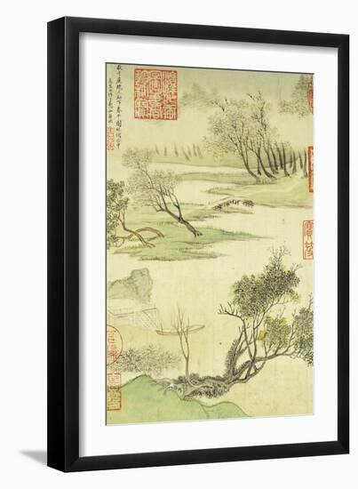 Fishing Boat on a Willow Bank-Wang Hui-Framed Giclee Print