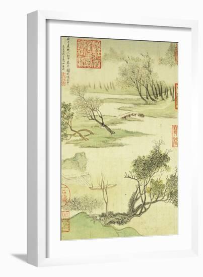Fishing Boat on a Willow Bank-Wang Hui-Framed Giclee Print
