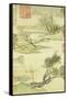 Fishing Boat on a Willow Bank-Wang Hui-Framed Stretched Canvas