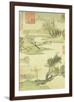 Fishing Boat on a Willow Bank-Wang Hui-Framed Premium Giclee Print