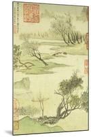 Fishing Boat on a Willow Bank-Wang Hui-Mounted Premium Giclee Print