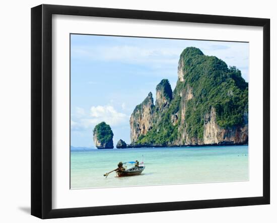 Fishing Boat on Ko Phi Phi Island, Andaman Sea, Thailand, Southeast Asia, Asia-Nico Tondini-Framed Photographic Print