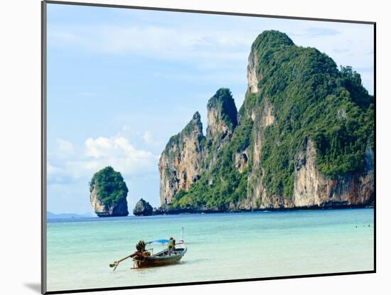 Fishing Boat on Ko Phi Phi Island, Andaman Sea, Thailand, Southeast Asia, Asia-Nico Tondini-Mounted Photographic Print