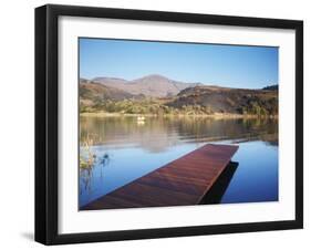 Fishing Boat on Lake and Drakensberg Mountains, Ukhahlamba-Drakensberg Park, Kwazulu-Natal-Ian Trower-Framed Photographic Print