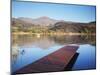 Fishing Boat on Lake and Drakensberg Mountains, Ukhahlamba-Drakensberg Park, Kwazulu-Natal-Ian Trower-Mounted Photographic Print