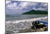 Fishing Boat on Maunabo Beach, Puerto Rico-George Oze-Mounted Photographic Print