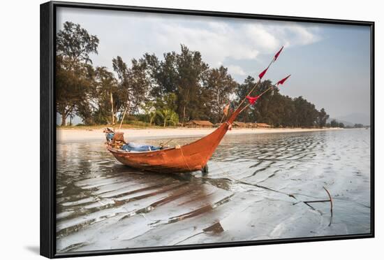 Fishing Boat on Maungmagan Beach, Dawei, Tanintharyi Region, Myanmar (Burma), Asia-Matthew Williams-Ellis-Framed Photographic Print