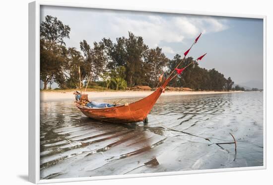 Fishing Boat on Maungmagan Beach, Dawei, Tanintharyi Region, Myanmar (Burma), Asia-Matthew Williams-Ellis-Framed Photographic Print