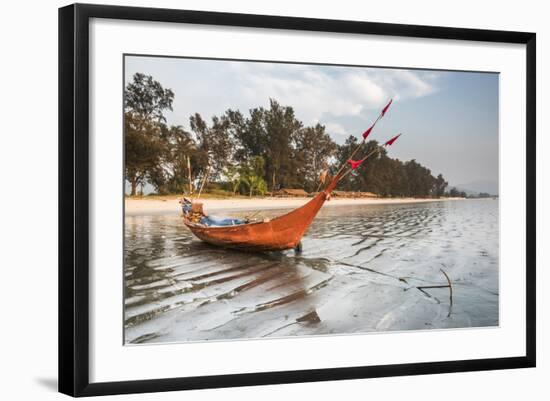 Fishing Boat on Maungmagan Beach, Dawei, Tanintharyi Region, Myanmar (Burma), Asia-Matthew Williams-Ellis-Framed Photographic Print