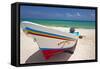 Fishing Boat on Playa Del Carmen, Mexico-George Oze-Framed Stretched Canvas