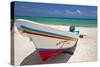 Fishing Boat on Playa Del Carmen, Mexico-George Oze-Stretched Canvas